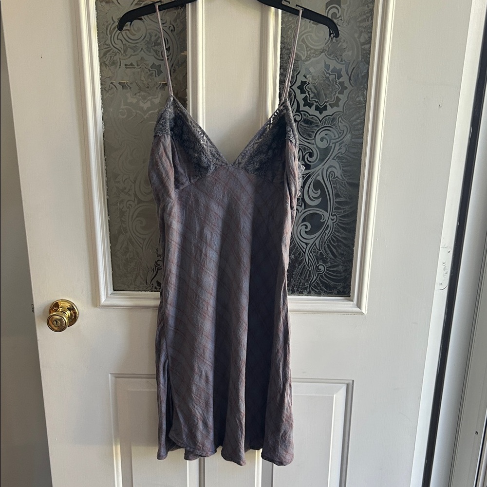 Medium Large Free People flannel pajama sleep slip dress nightgown